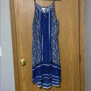 Blue patterned spaghetti strap dress